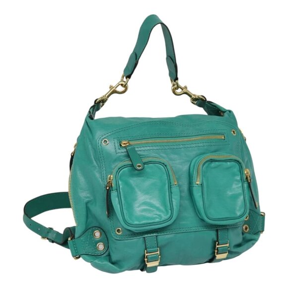 GUCCI Backpack Leather Green Gold Auth ki4889 - Picture 1 of 16